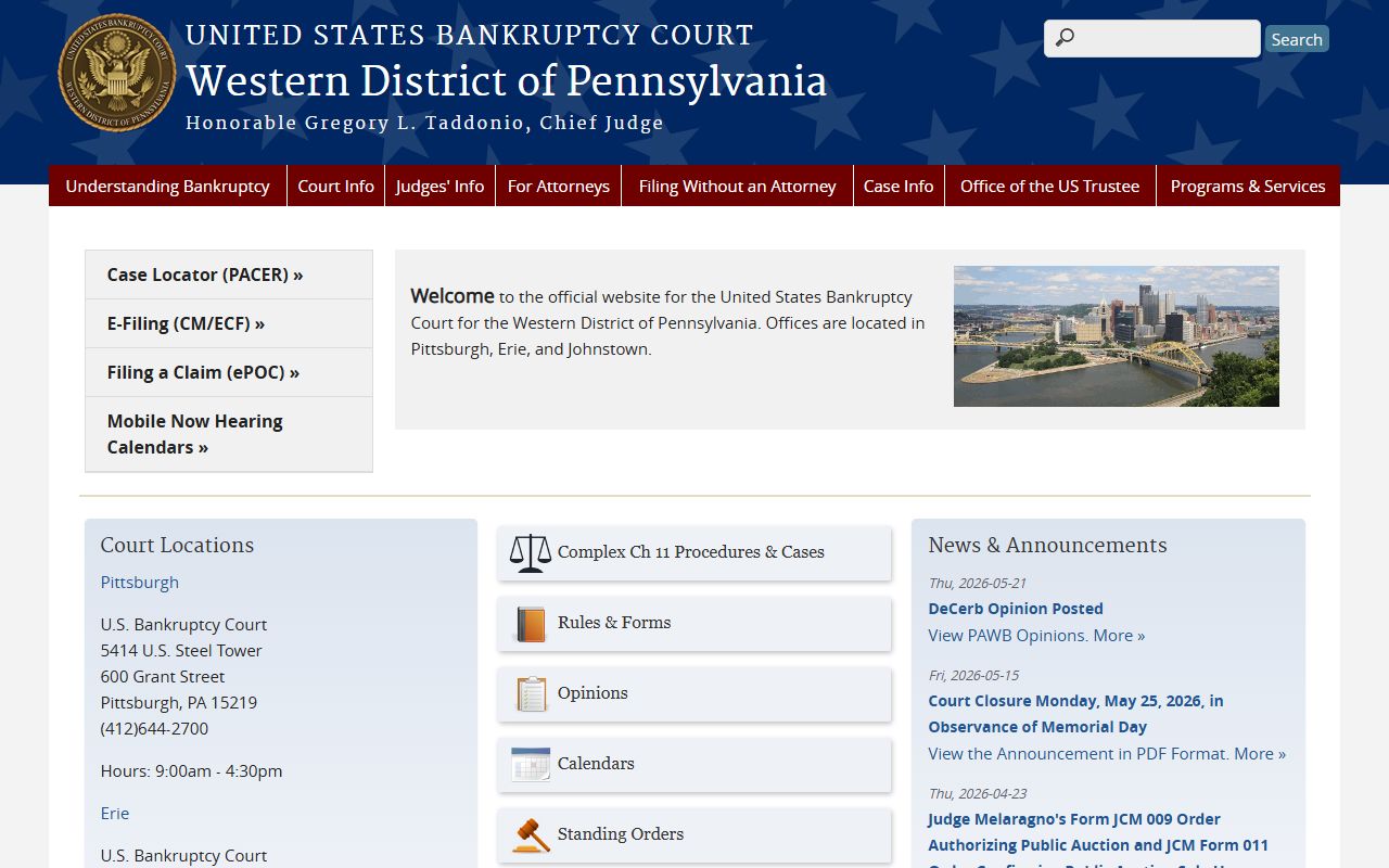 U.S. Bankruptcy Court Western District of Pennsylvania for Westmoreland County