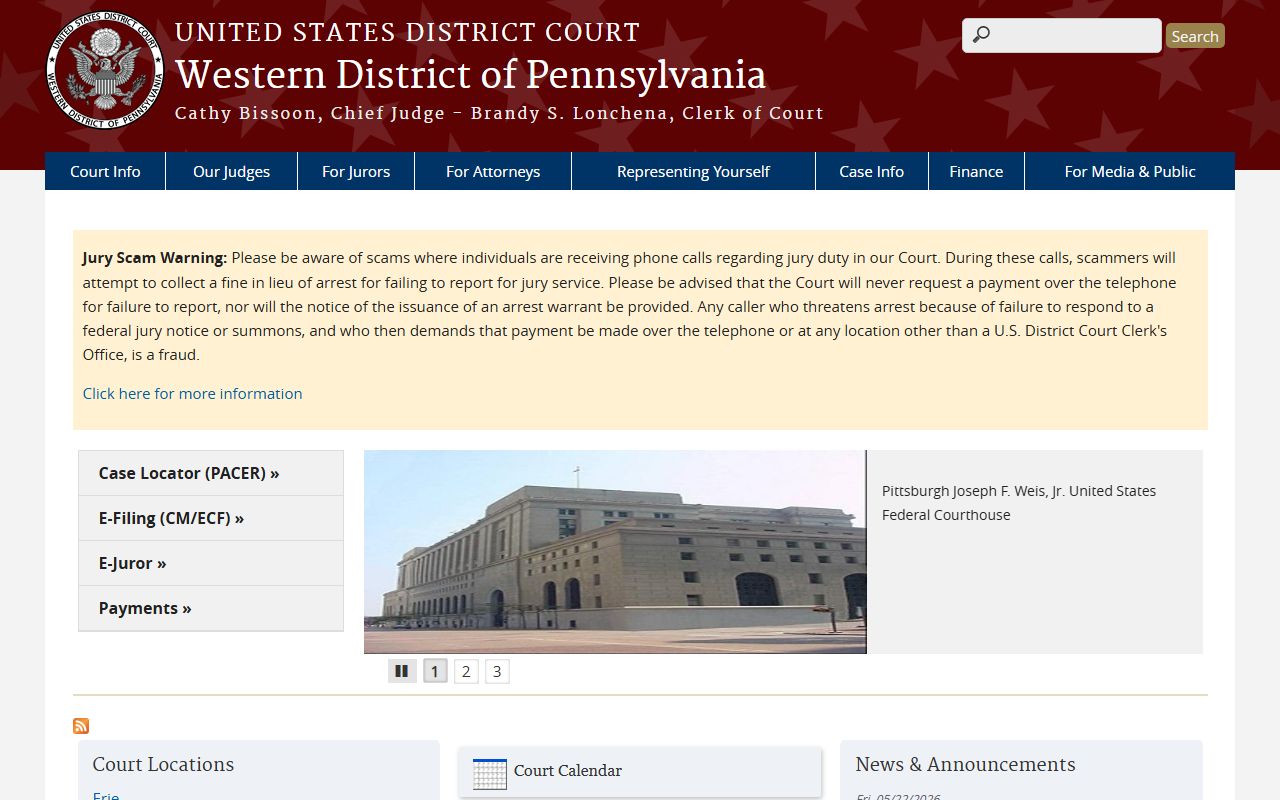 U.S. District Court for the Western District of Pennsylvania serving Westmoreland County