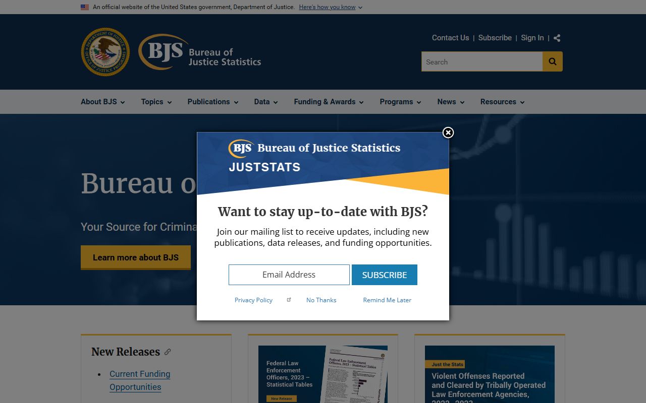 Bureau of Justice Statistics jail data for Westmoreland County inmate population context