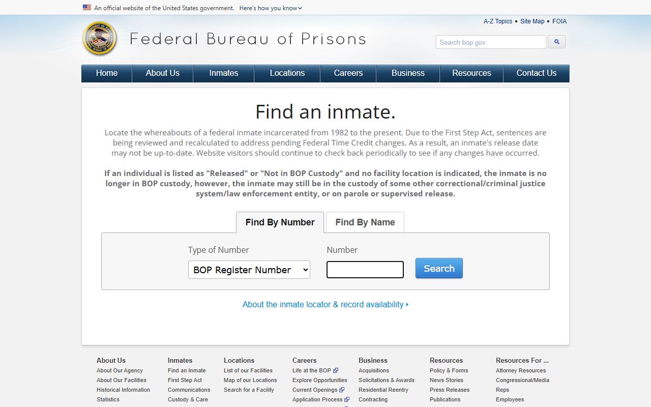 Federal BOP inmate locator for Westmoreland County released inmates