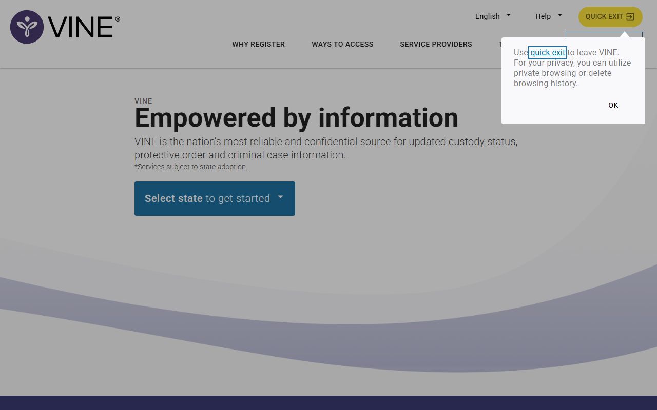 VINELink custody notification search for Westmoreland County released inmates